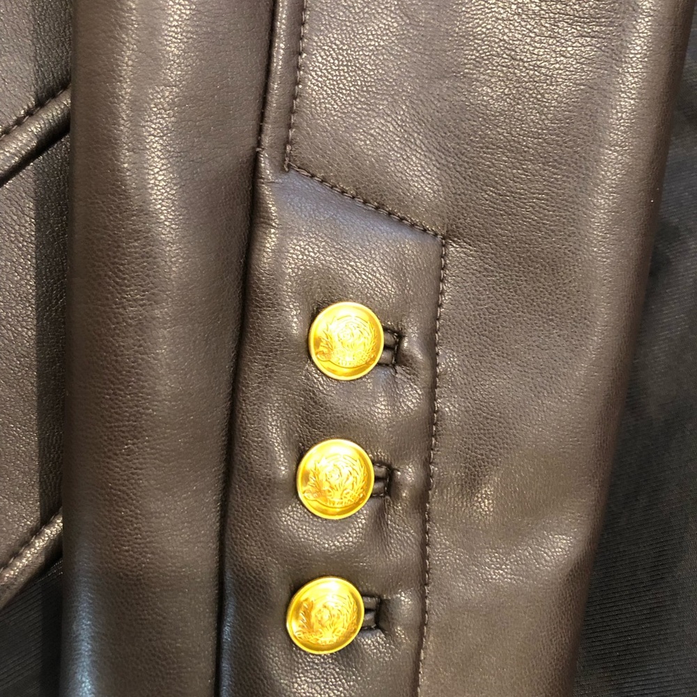 A.L.C. Dark Brown Faux Leather Jacket with Gold Accents - Picture 11 of 11